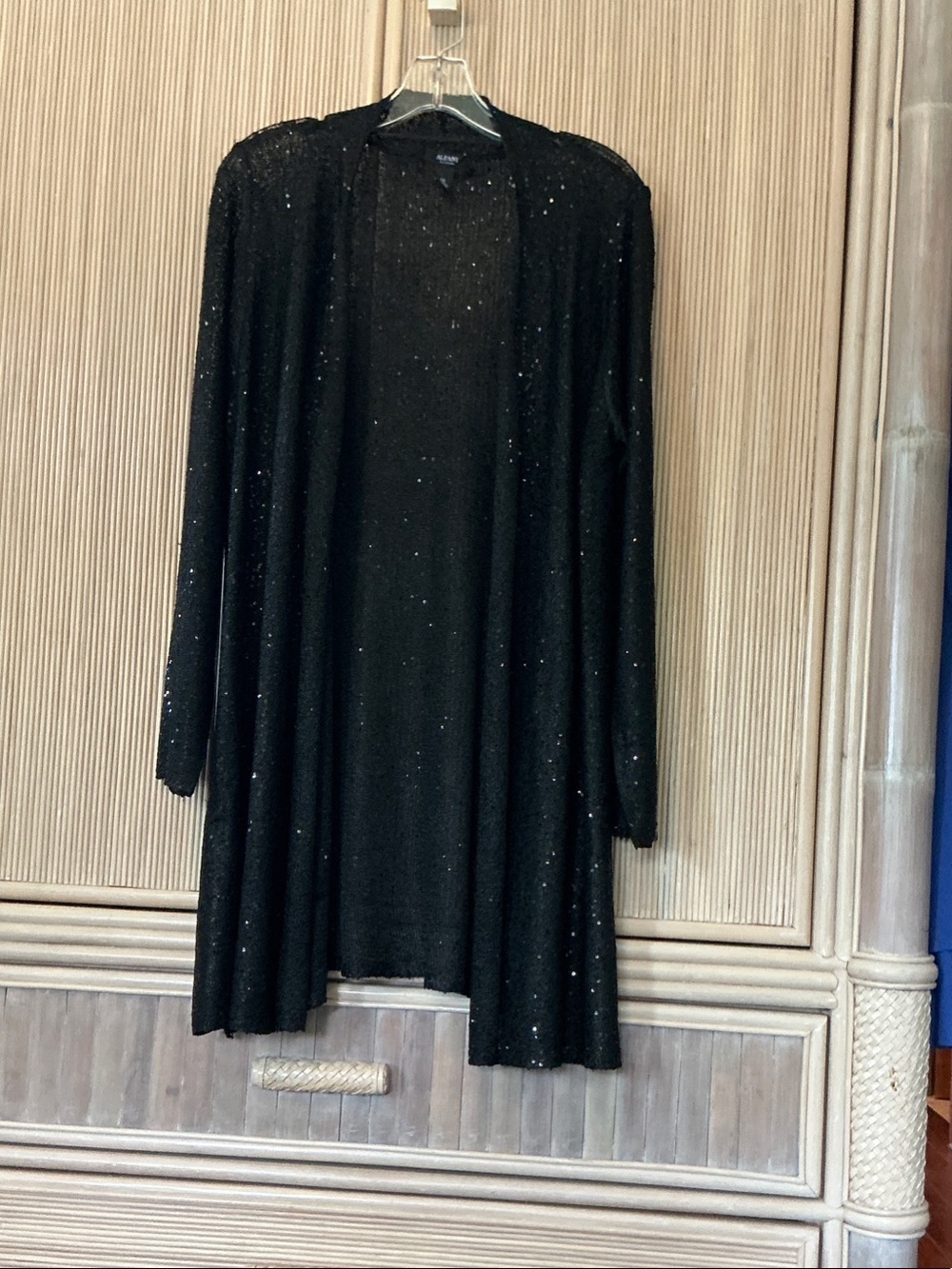 Alfani Black Sequin Open-Front Cardigan